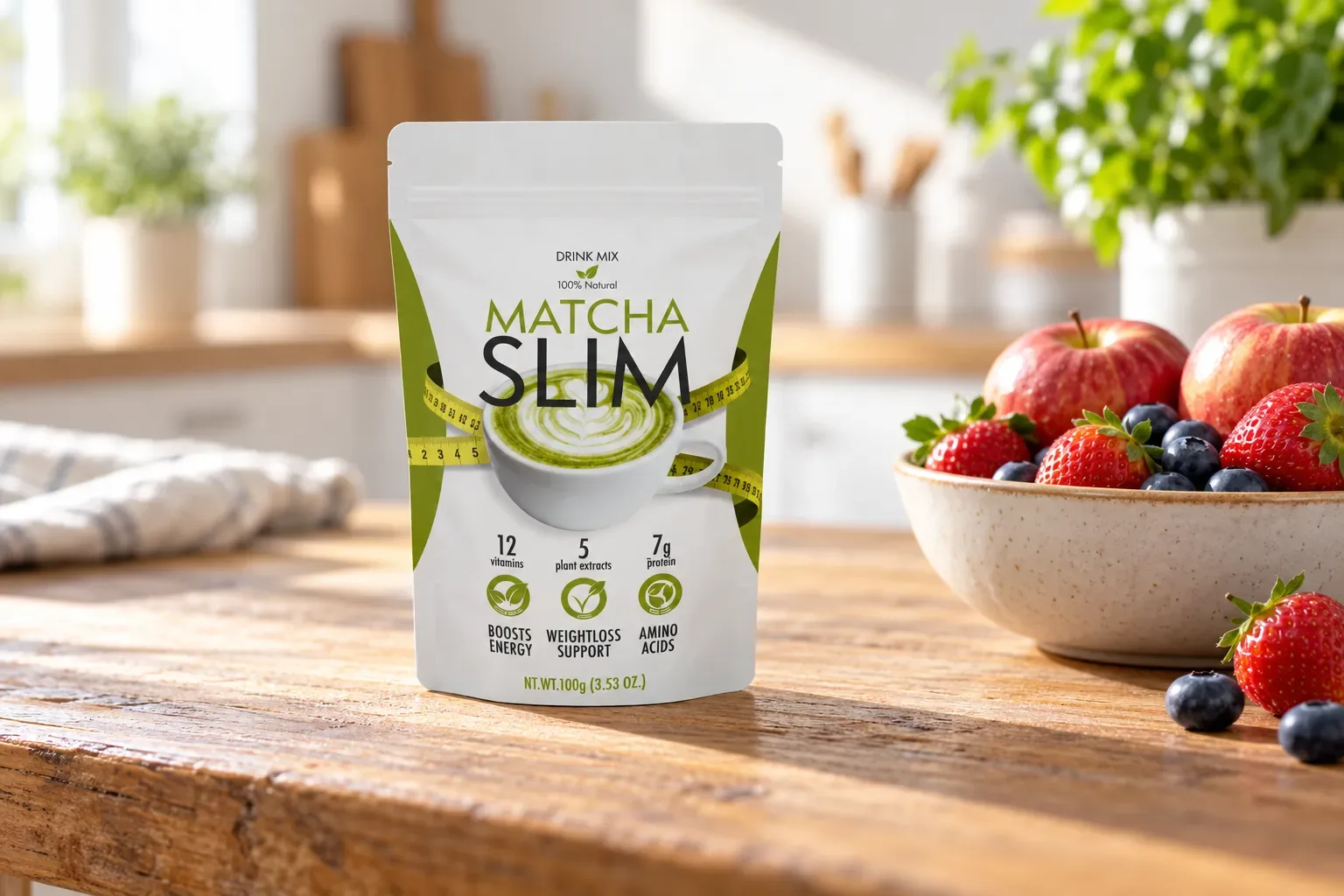 Matcha Slim — el envase en el día a día