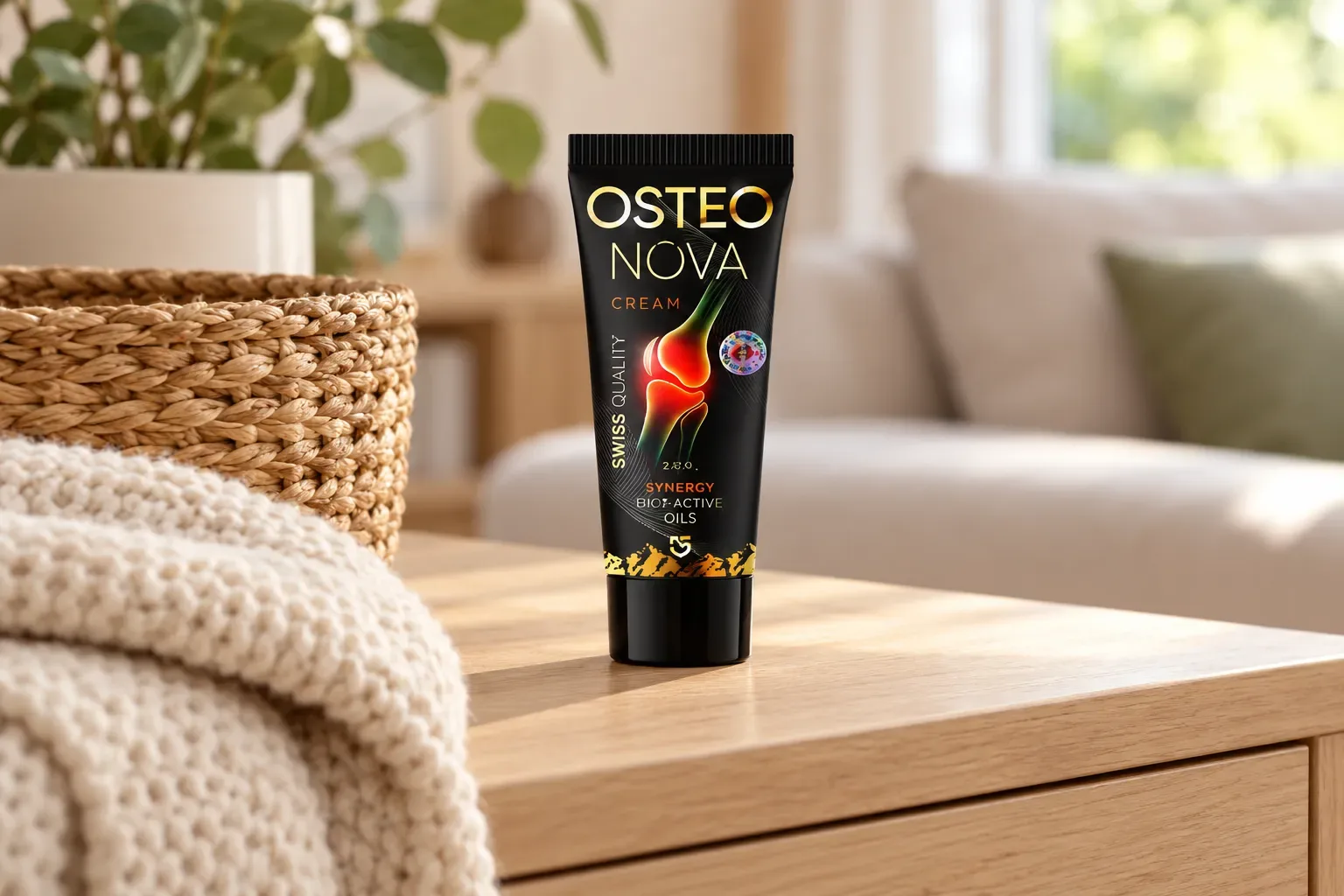 OsteoNova cream — el envase en el día a día