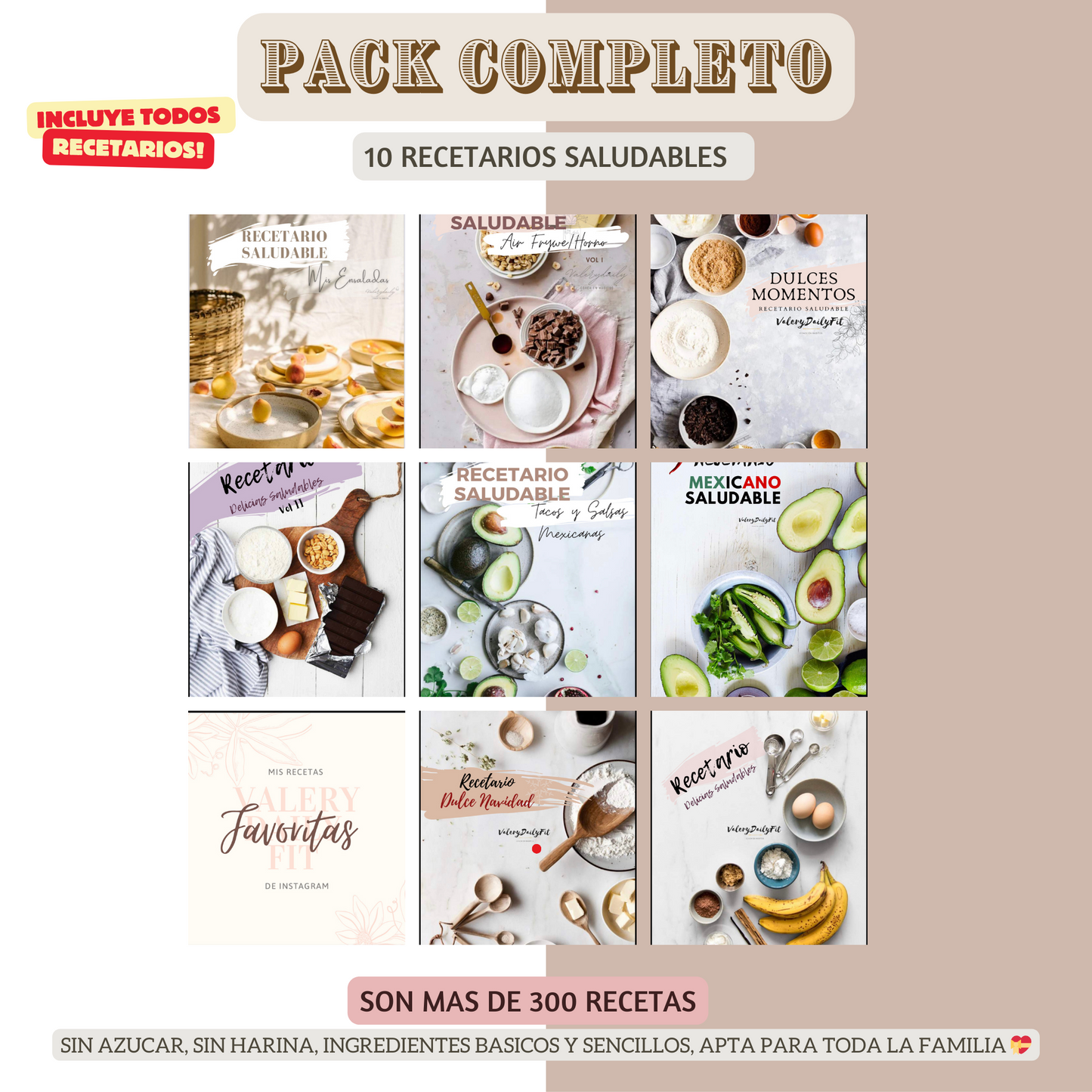 Pack Completo (10 Recetarios) 75% 0FF más de 300 recetas